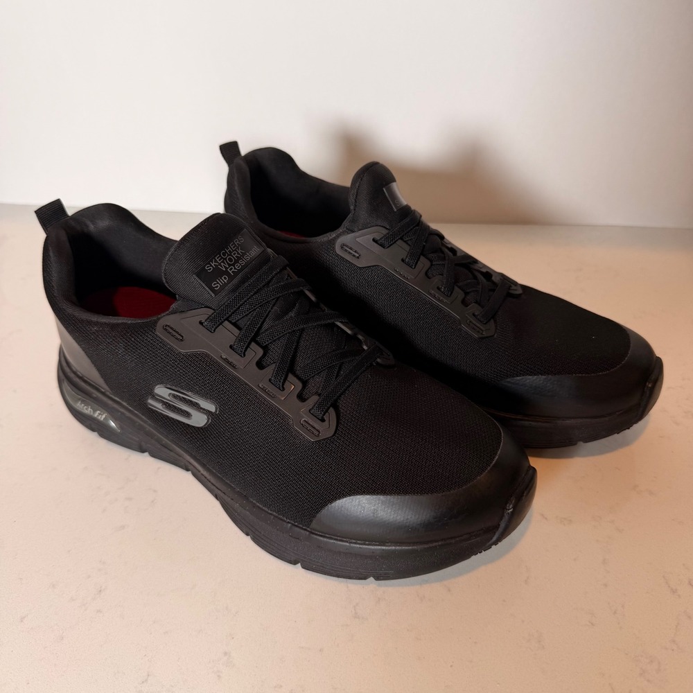 Sketchers Work Slip Resistant Arch Fit Slip On Black Sneakers 9 Womens Shoes